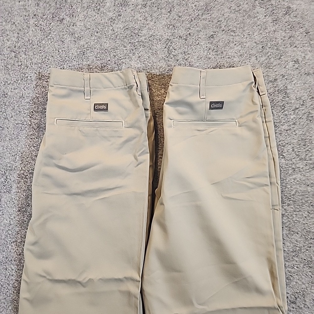 Lot of 2‎ Cintas Susan Fit Work Pants Women's Size 8 SH Beige Flat Front